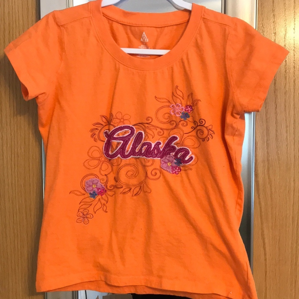 Ace USA embroidered Orange Alaska tee shirt size Small
